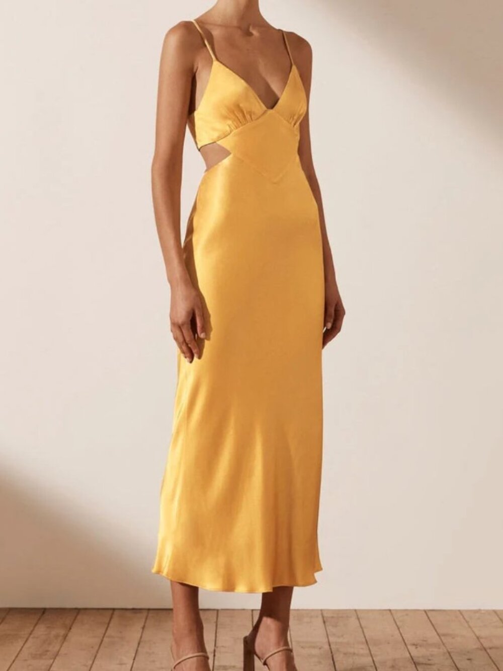 Shona Joy Alma Backless Midi Dress in Saffron
